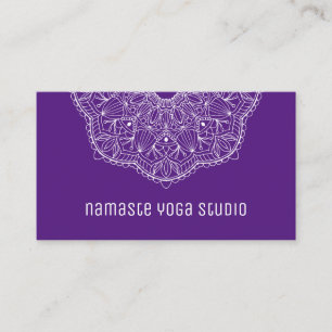 Elegant Purple Hand Drawn Mandala Yoga Instructor Business Card