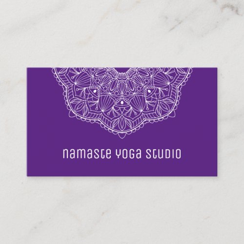 Elegant Purple Hand Drawn Mandala Yoga Instructor Business Card