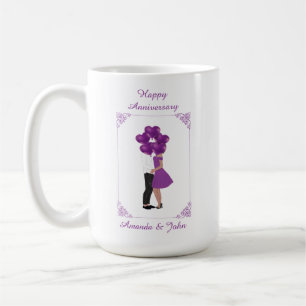Elegant Purple Happy Anniversary Personalized Mug