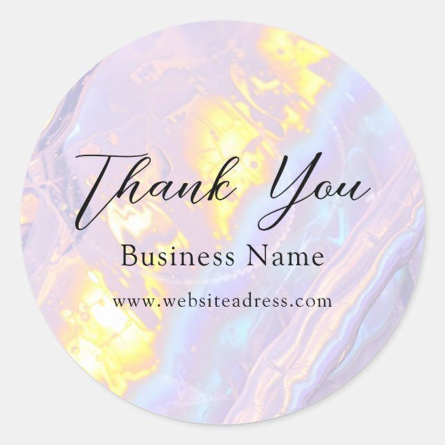 Elegant Purple Holographic Thank You  Classic Round Sticker (Front)