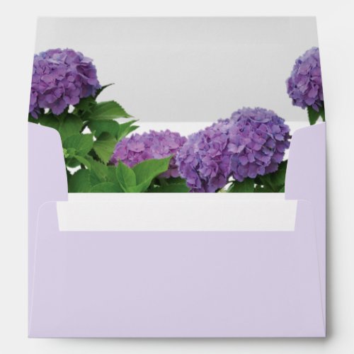 Elegant Purple Hydrangea 5x7 Wedding Invitation  Envelope
