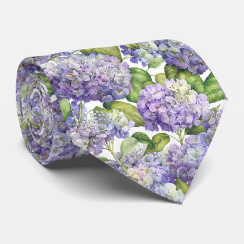 Elegant Purple Hydrangea Floral Pattern Wedding Neck Tie