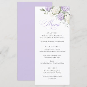 Elegant Purple Hydrangea Greenery Wedding Menu