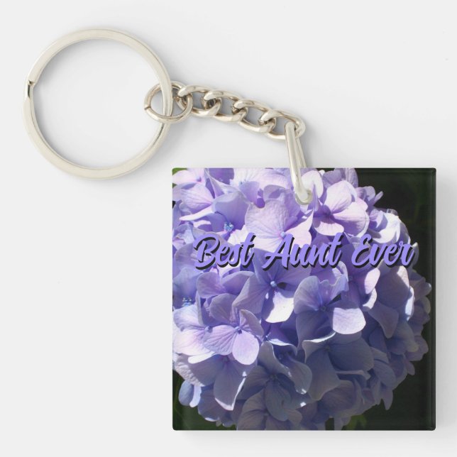 Elegant Purple Hydrangea purple flowers best Aunt Keychain (Front)