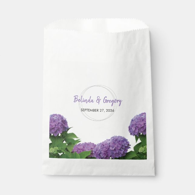 Elegant Purple Hydrangea Wedding  Favor Bag (Front)