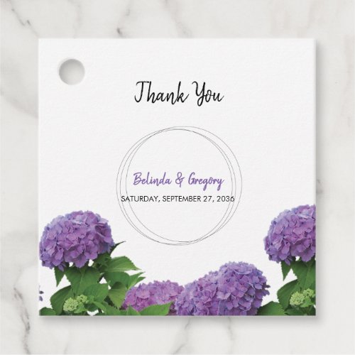 Elegant Purple Hydrangea Wedding Gift Favor Tags