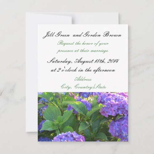 Elegant Purple Hydrangea Wedding Invitation