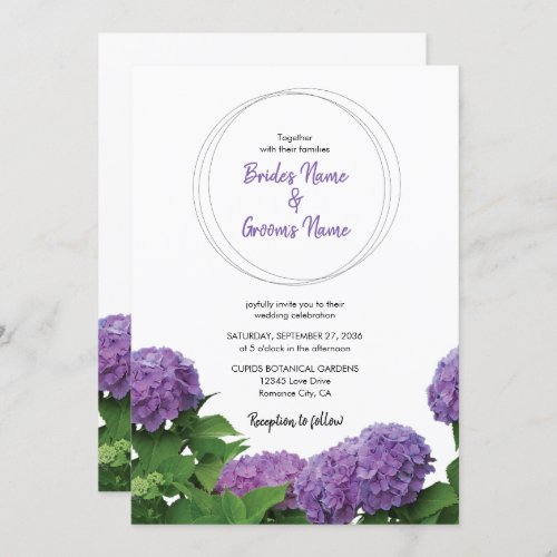 Elegant Purple Hydrangea Wedding Invitations