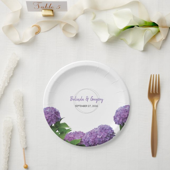 Elegant Purple Hydrangea Wedding  Paper Plates (Wedding)