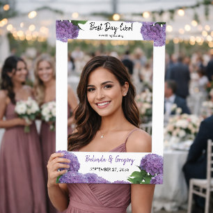 Elegant Purple Hydrangea Wedding Photo Prop Frame Selfie Frame
