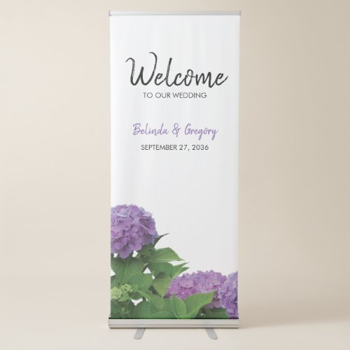 Elegant Purple Hydrangea Wedding Retractable Banner