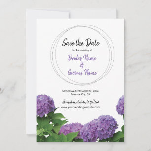 Elegant Purple Hydrangea Wedding Save The Date