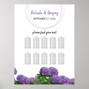 Elegant Purple Hydrangea Wedding Seating Chart