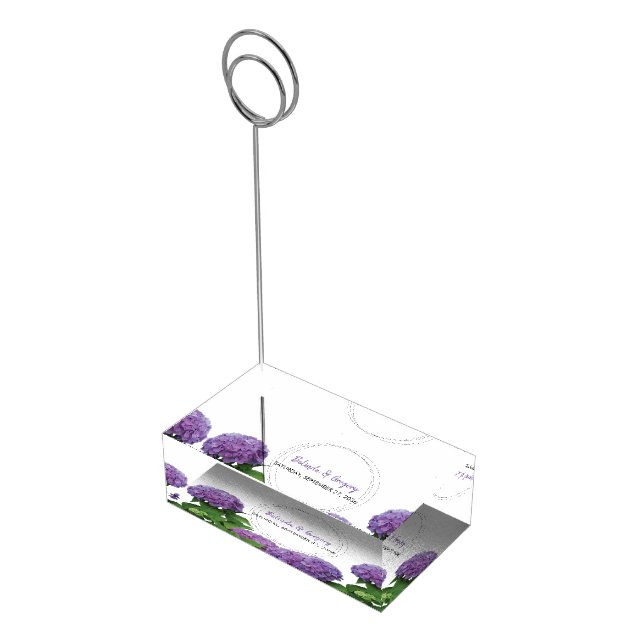 Elegant Purple Hydrangea Wedding Table Number Place Card Holder (Corner)
