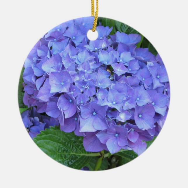 Elegant Purple Hydrangeas Ceramic Ornament (Front)