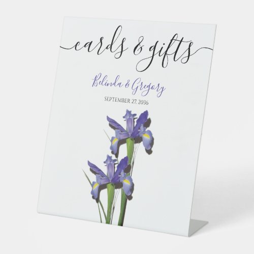 Elegant Purple Iris Wedding Cards  Gifts Pedestal Sign