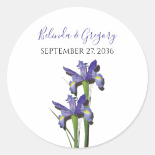Elegant Purple Iris Wedding Classic Round Sticker