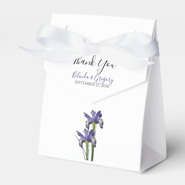 Elegant Purple Iris Wedding Favor Boxes (Front Side)
