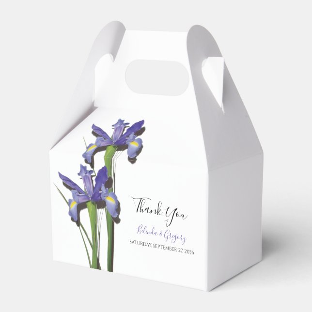 Elegant Purple Iris Wedding Favor Boxes (Front Side)