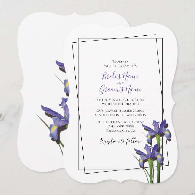 Elegant Purple Iris Wedding Invitations (Front/Back)