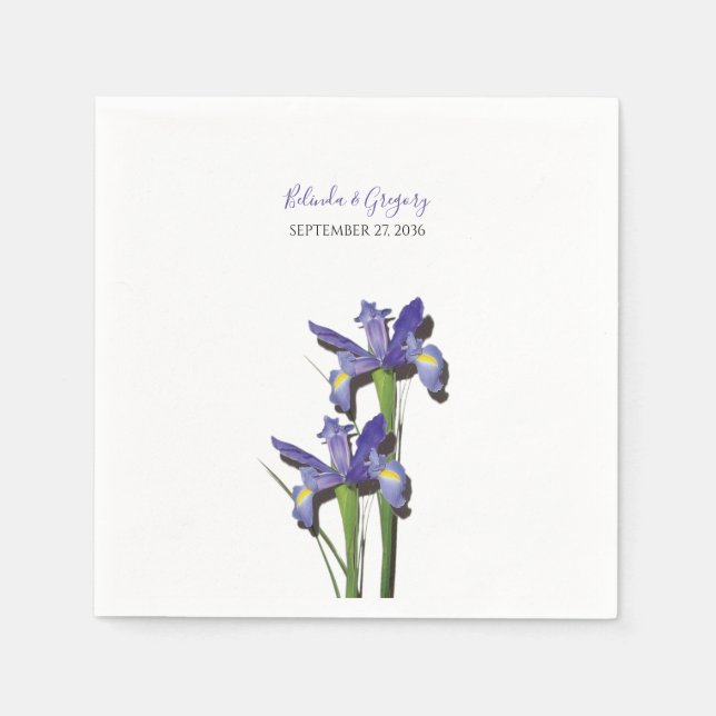 Elegant Purple Iris Wedding  Napkins (Front)