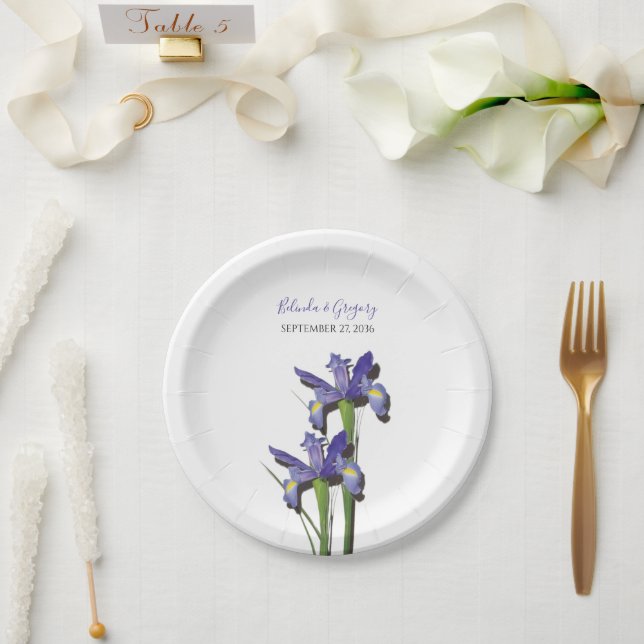 Elegant Purple Iris Wedding  Paper Plates (Wedding)