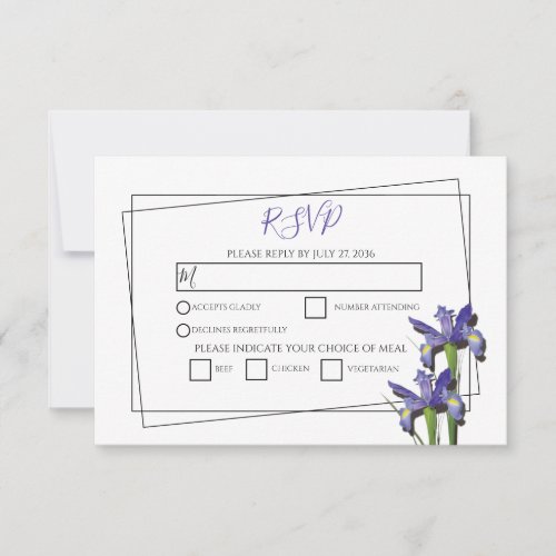 Elegant Purple Iris Wedding RSVP Cards