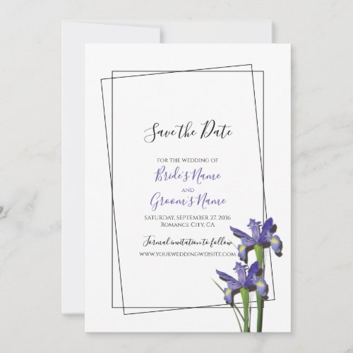 Elegant Purple Iris Wedding Save The Date