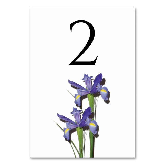 Elegant Purple Iris Wedding Table Number (Front)