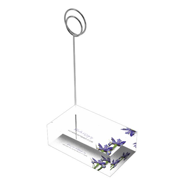 Elegant Purple Iris Wedding Table Number Place Card Holder (Corner)