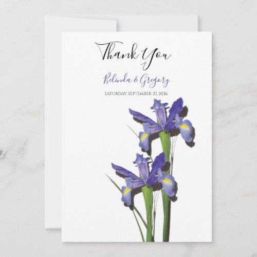 Elegant Purple Iris Wedding Thank You Card