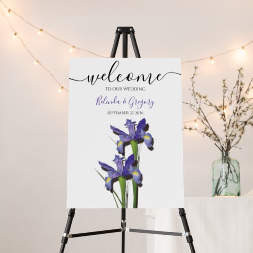Elegant Purple Iris Wedding Welcome Sign