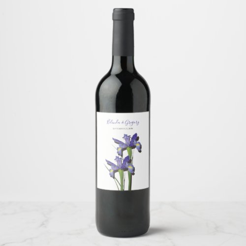 Elegant Purple Iris Wedding  Wine Label