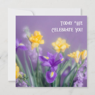Elegant Purple Iris & Yellow Spring Flowers Card