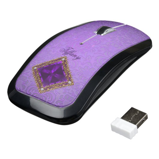 Elegant Purple Jewel Wireless Computer Mouse (Angled)