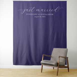 Elegant Purple Just Married Calligraphy Tapestry