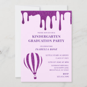 Elegant Purple Kindergarten Graduation Party Invitation
