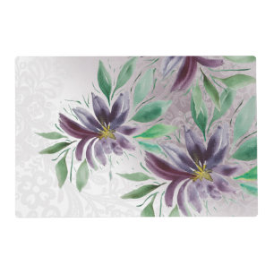 Elegant Purple Lace Lotus Watercolor Placemat