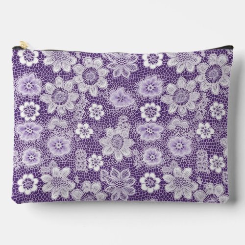 Elegant purple lace pattern accessory pouch