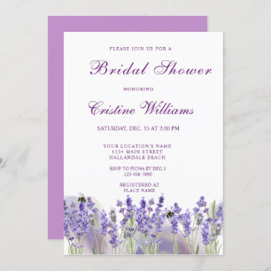 Elegant Purple Lavander Flowers Bridal Shower Invitation
