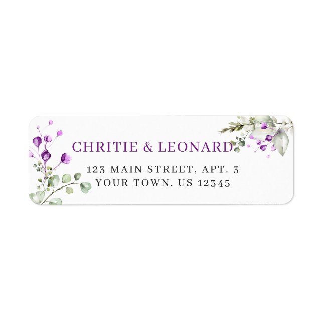 Elegant Purple Lavander Flowers Modern Label (Front)
