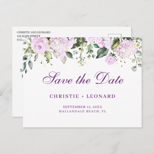 Elegant Purple Lavander Flowers Save the Date Post Postcard