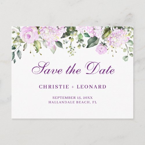 Elegant Purple Lavander Flowers Save the Date Postcard