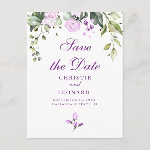 Elegant Purple Lavander Modern Save the Date Postcard