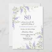 Elegant Purple Lavender 80th Birthday Invite (Front)