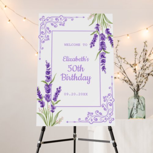 Elegant Purple Lavender Antique Frame Birthday Foam Board