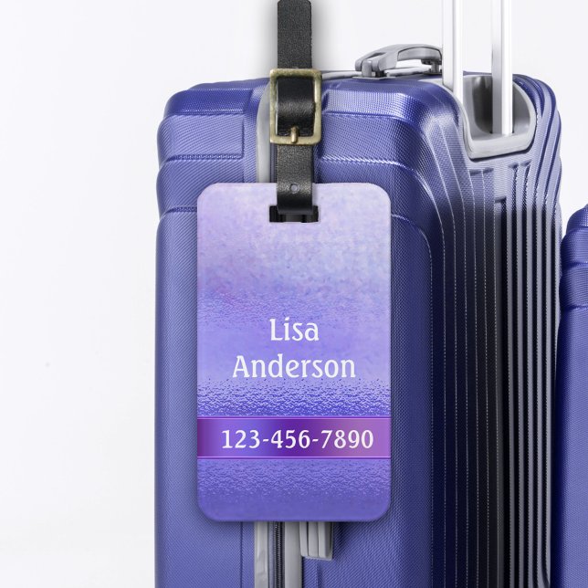 Elegant Purple Lavender Artistic Stripe Luggage Luggage Tag (Luggage tag featuring a purple lavender artistic design with subtle stripes)