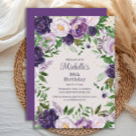 Elegant Purple Lavender Floral 90th Birthday Invitation<br><div class="desc">Pretty purple and lavender peonies/watercolor floral 90th  birthday party invitation.  Contact me for help with customization or to request matching or coordinating Zazzle products.</div>