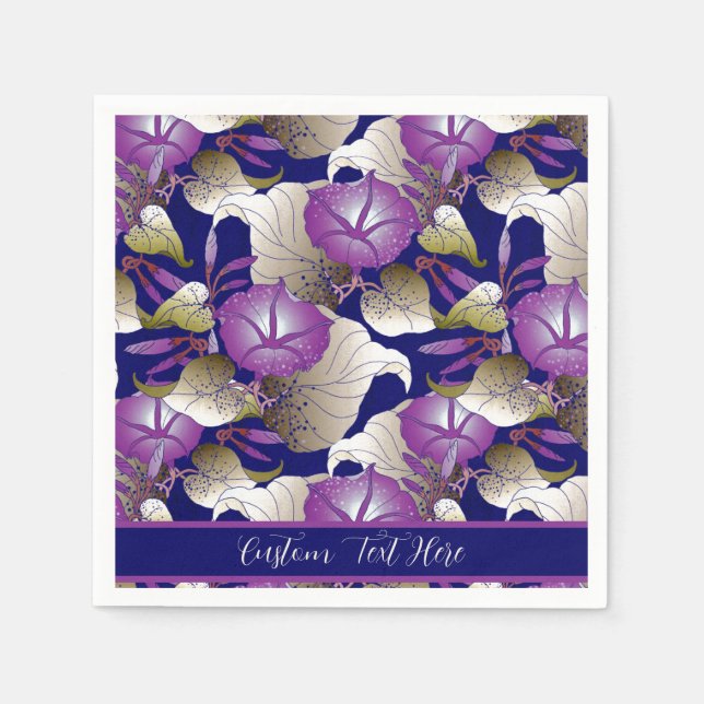 Elegant Purple Lavender Floral Flowers Personalize Napkins (Front)