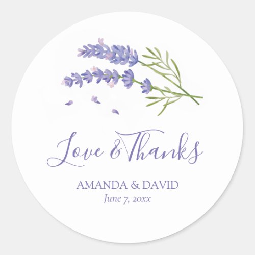 Elegant Purple Lavender Floral Wedding Stickers
